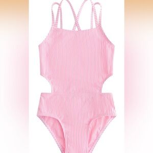 Charming Pink Striped Kids Swimwear